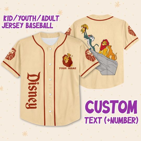 Personalized The Lion King Simba Nala Mufasa Sarabi Disney Baseball Jersey, Disney Jersey