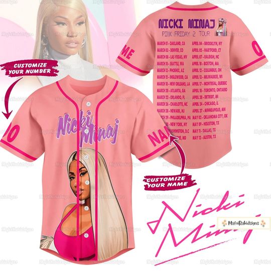 Nicki Minaj Jersey Shirt, Nicki Minaj Tour Shirt, Pink Friday 2 Tour Baseball Shirt