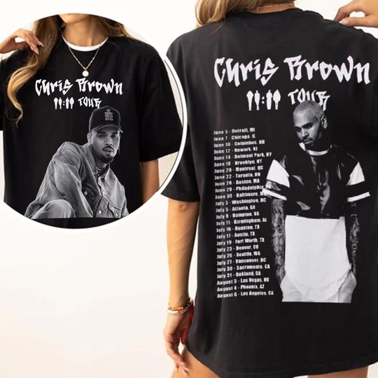 Vintage Chris Brown 11-11 Tour Dates 2024 Unisex Shirt, Funny Vintage Shirt