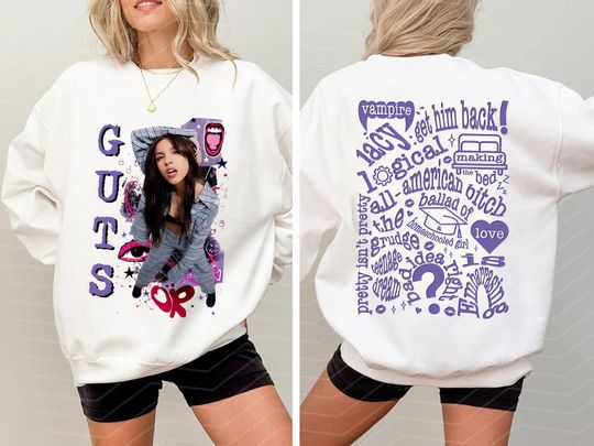 Guts Olivia Rodrigo 2024 Music Tour Double Sided Sweatshirt