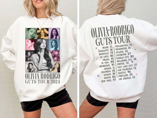 Olivia Rodrigo Guts Tour 2024 Double Sided Sweatshirt