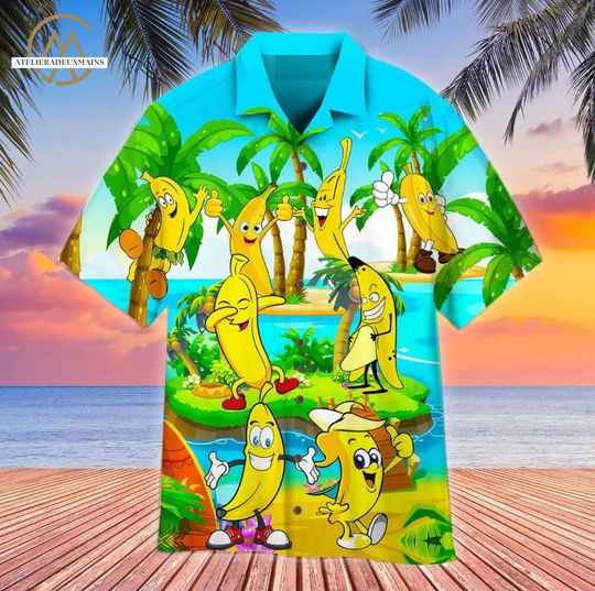 Happy Bananas Lets Hawaiian Shirts, Button Down Shirt