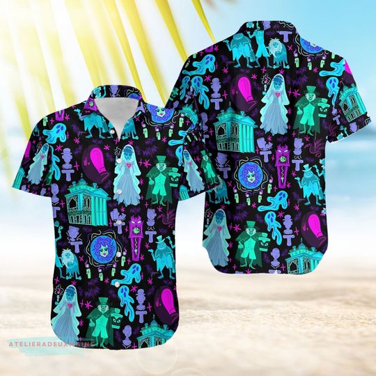 Discover Haunted Mansion Hawaiian Button Shirt, Foolish Mortals Aloha Shirt