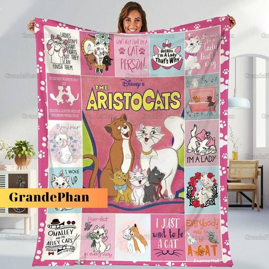 The Aristocats Character Blanket, Marie Cat Blanket, Marie Aristocats Blanket, Disneyland Blanket