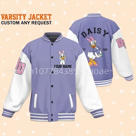 New Disney Daisy Duck Cartoon Baseball Jacket