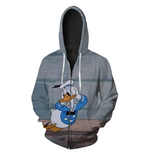 Funny Disney Panic Donald Duck 3D Zip Hoodie
