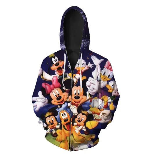 Funny Disney Mickey and Friends 3D Zip Hoodie