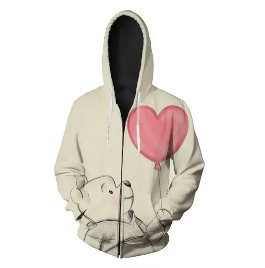 Funny Disney Winnie the Pooh 3D Zip Hoodie