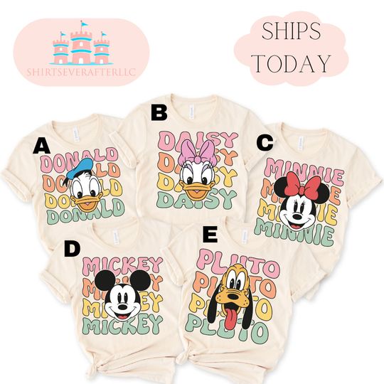 Retro Disney Print Shirts, Mickey Checkered Shirt, Family Shirts, Minnie Mouse Pocket Tees