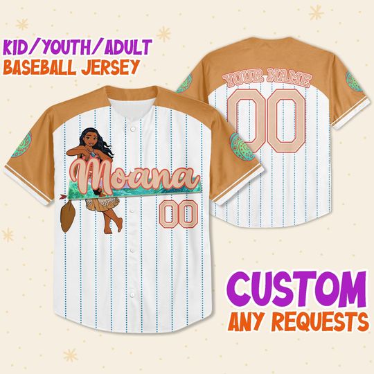 Discover Personalized Disney Princess Moana Disney Baseball Jersey, Disney Jersey
