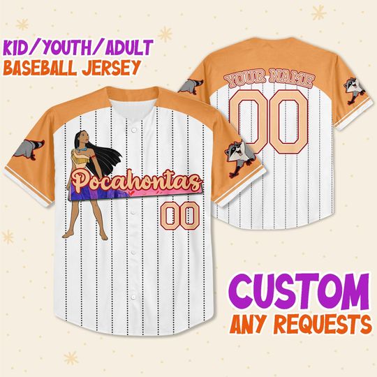 Personalized Disney Princess Pocahontas Disney Baseball Jersey, Disney Jersey