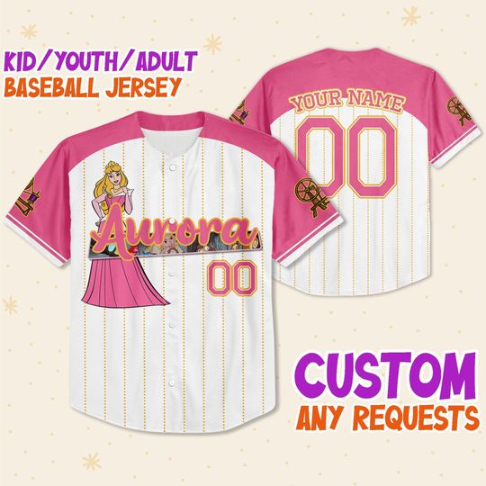 Personalized Disney Princess Aurora Sleeping Beauty Disney Baseball Jersey, Disney Jersey