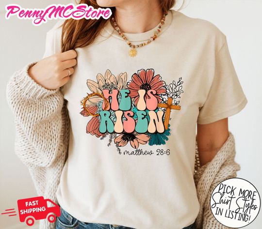Discover Christian Easter He is Risen Shirt