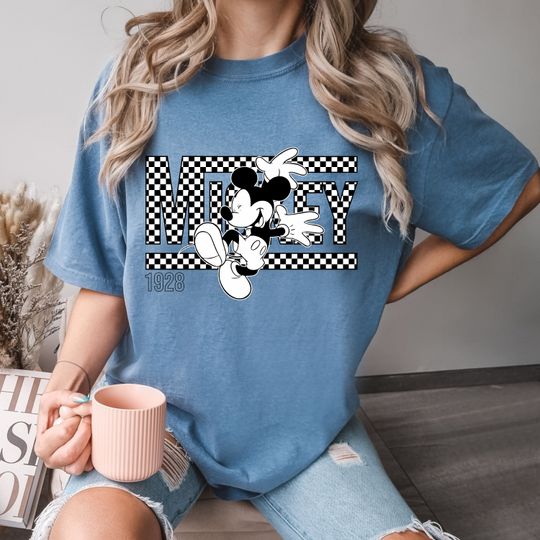 Discover Vintage Mickey Shirt, Disney Shirt, Mickey 1928 Shirt, Checkered Mickey Shirt