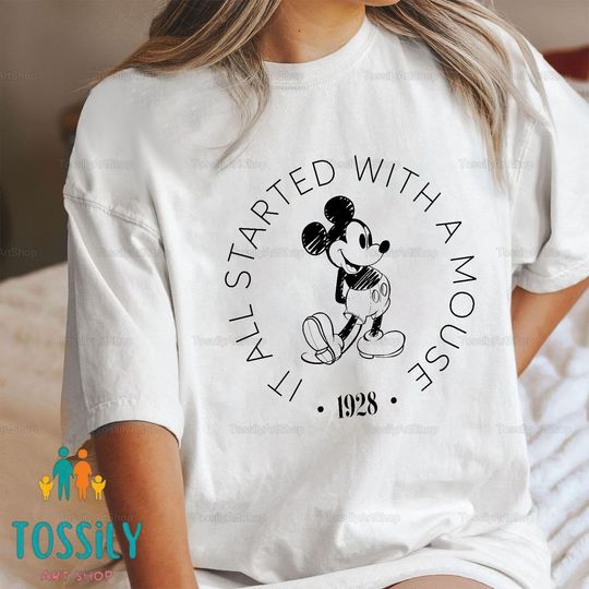 Discover It All Started With A Mouse Shirt, Disney 1928 Shirt, Cute Disney Shirt, Disney Fan Gift
