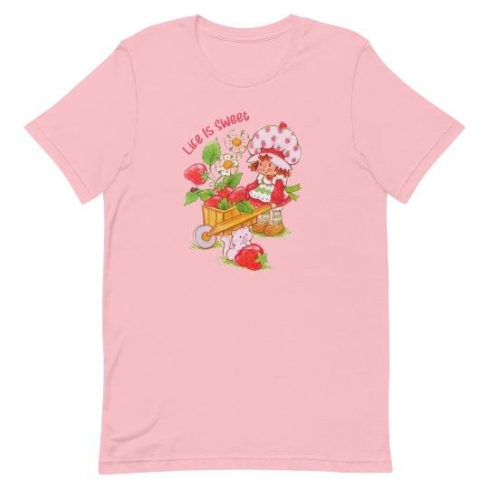 Discover Life is Sweet Strawberry Cartoon Girl Tshirt