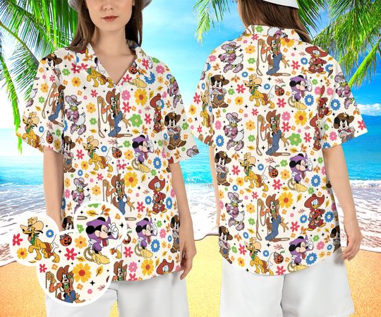 Discover Disney Mickey and Friends Cowboy Hawaiian Shirt, Disneyland Western Hawaii Shirt