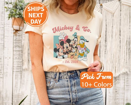 Discover Vintage Mickey & Co Est 1928 Shirt, Cute Mickey And Friends Shirt