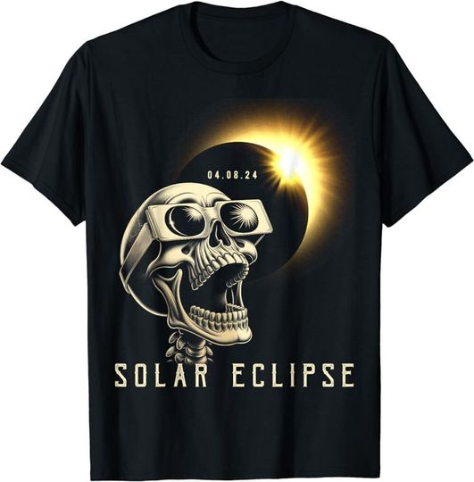 Discover Solar Eclipse 2024 Shirt Total Eclipse April 8th 2024 Skull T-Shirt