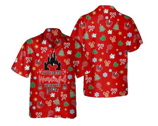 Discover Retro Disney Christmas Castle Food Snacks Hawaiian Shirt
