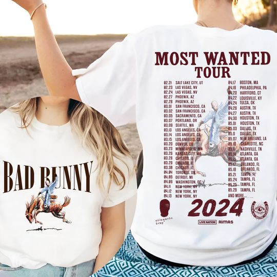 Discover Vintage Bad Bunny Most Wanted Tour 2024 Shirt, Bad Bunny Nadie Sabe