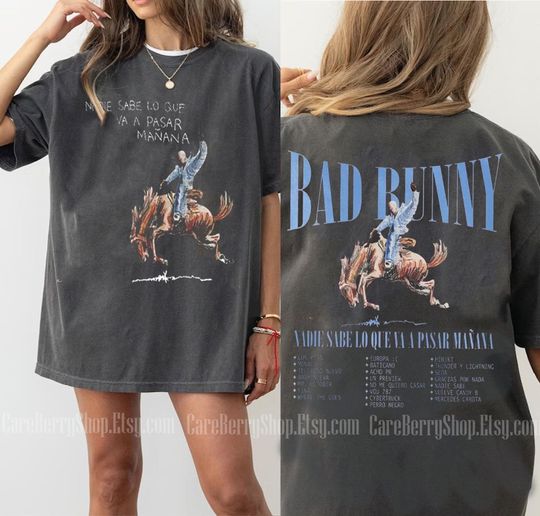 Bad Bunny 2 Side Nadie Sabe Shirt- Bootleg Rap Shirt - Most Wanted 2024 Tour