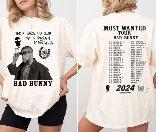 Discover Bad Bunny Benito Shirt, Bad Bunny Most Wanted Tour 2024 Both Side