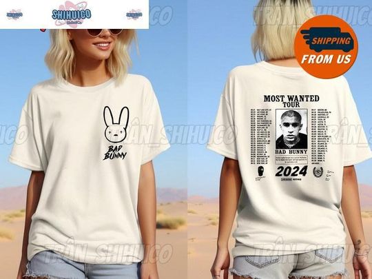 Bad Bunny Tshirt, Bad Bunny Most Wanted Tour Shirt, Bad Bunny 2024