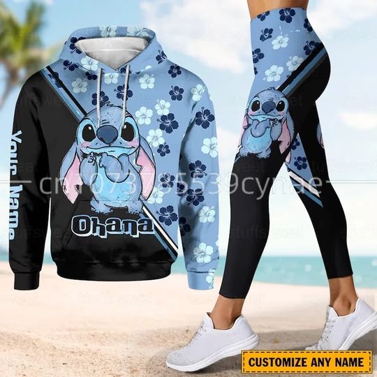 Disney Stitch 3D Hoodie Stitch Legging Set