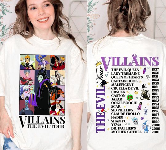 Disney Villains The Evil Tour Double Sided Shirt