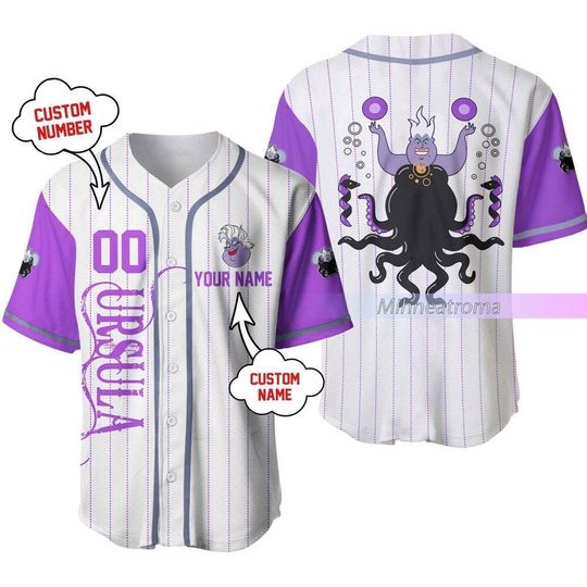 Personalized Disney Ursula Evil Queen Baseball Jersey