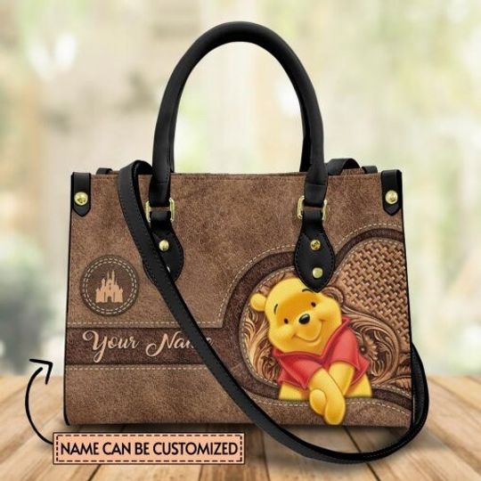 Personalized Winnie The Pooh Leatherr Handbag, Anniversary Mickey Handbag, Disney Handbag