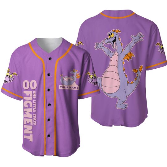 Custom Disney Figment Little Spark Purple Baseball Jersey