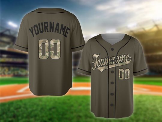 Personalized Olive Camo Baseball Jersey Custom Unisex Polyester Soccer Jersey Shirts