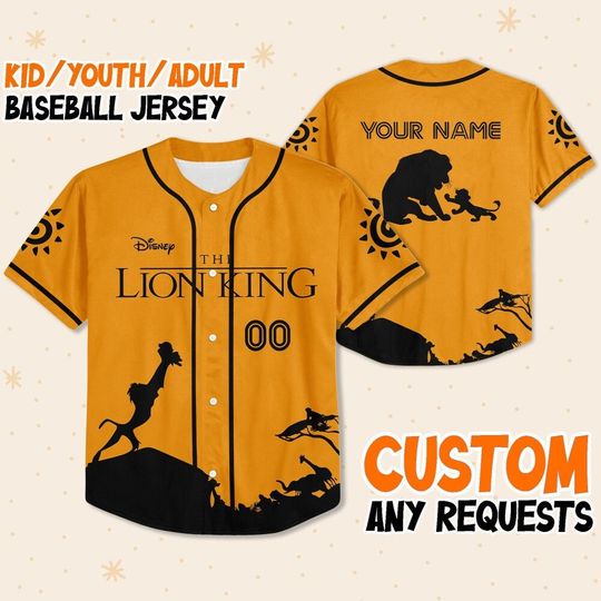 Discover Personalized Disney The Lion King Orange Baseball Jersey