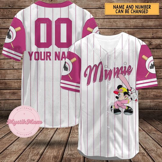 Personalized Minnie Baseball Jersey, Minnie Disney Jersey Shirt, Minnie Mouse Jersey