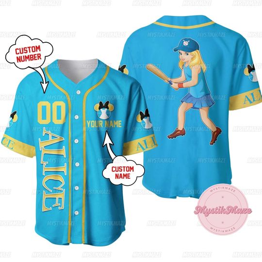 Personalized Alice Jersey Shirt, Alice In Wonderland Jersey, Disney Alice Baseball Jersey