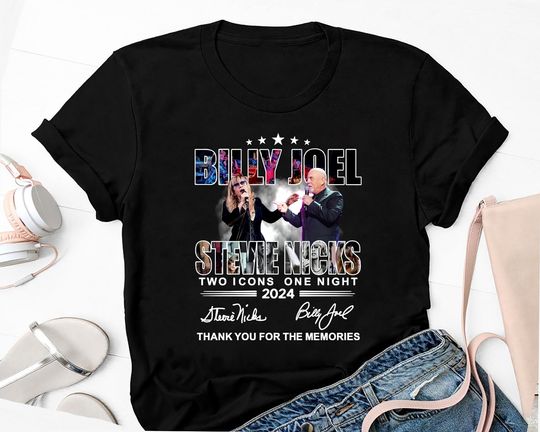 Two Icons One Night Billy Joel Stevie Nick Tour Tshirt