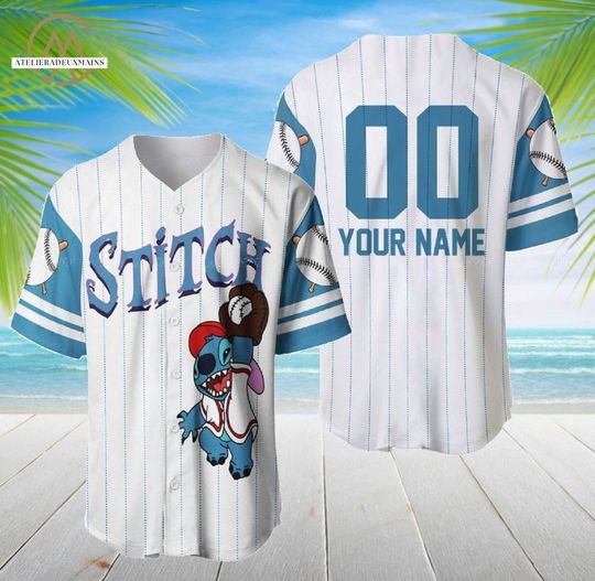 Discover Personalized Stitch Baseball Jersey Shirt, Disney Soccer Jersey, Baseball Lovers