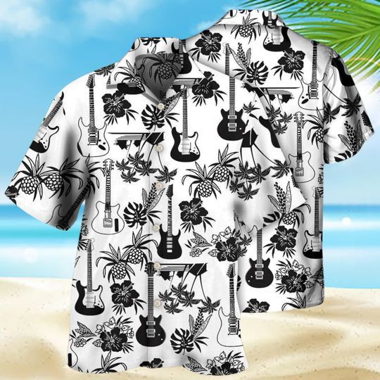 Discover Guitar Music With Electric Guitar Hawaiian Shirt
