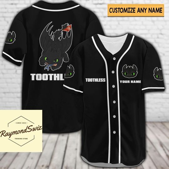 Toothless Jersey Shirt, Custom Toothless Baseball Jersey, Cute Dragon Jersey