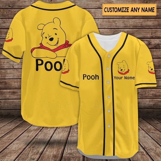 Discover Winnie Pooh Baseball Jersey, Pooh Bear Shirt, Pooh Jersey Shirt, Winnie The Pooh