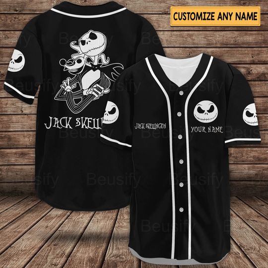 Discover Jack Skellington Jersey, Baseball Jersey Shirt, Jack Skellington Shirt, Horror Movie Shirt