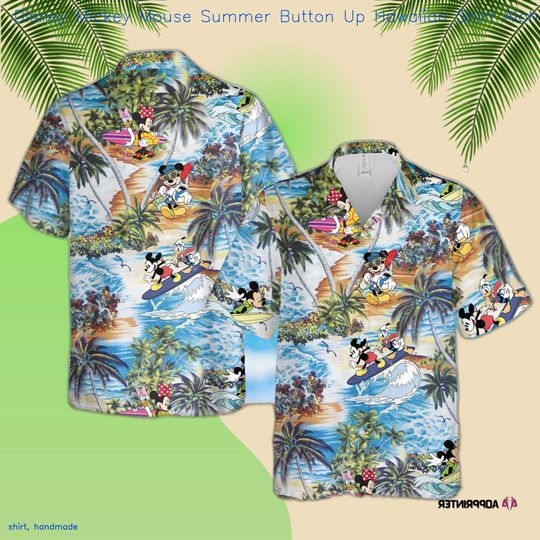 Discover Hawaii Shirt Disney Mickey Mouse Summer Button Up Hawaiian Shirt