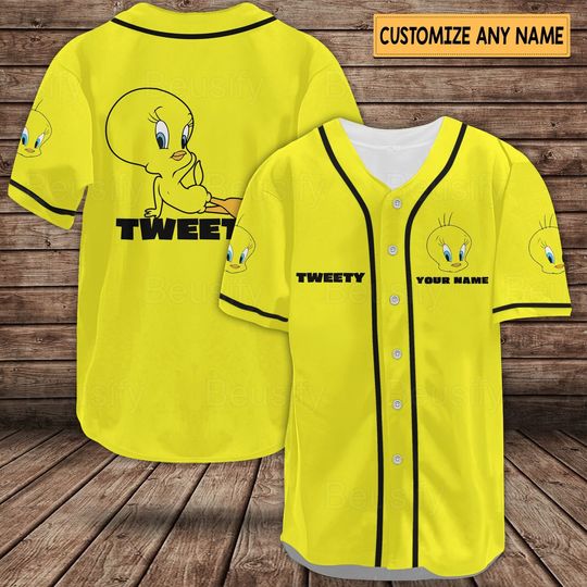 Tweety Baseball Jersey Shirts, Tweety Shirts, Personalized Shirt, Tweety Sports Jersey