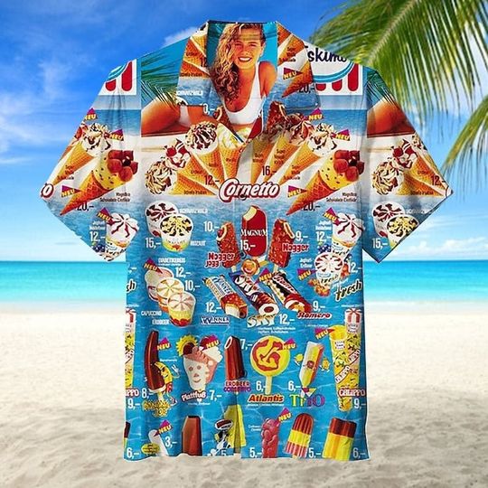 Hawaiian Shirt Ice Cream Hawaiian, Ice Cream Beach, Hawaiian Beach Shirt