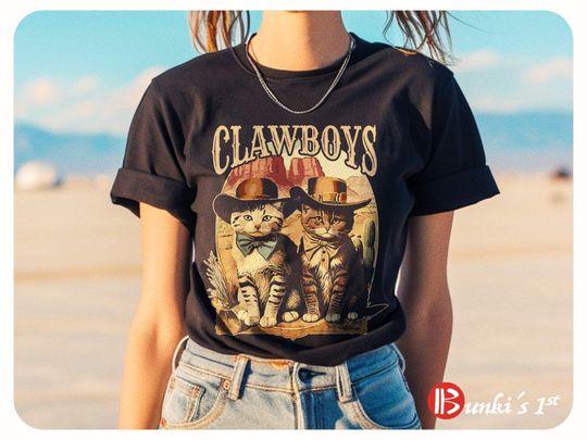 Discover Cowboy Cat T-shirt, Funny Clawboys Kitten Shirt
