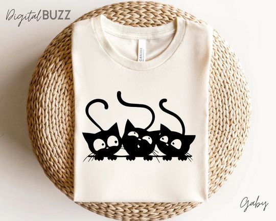 Discover Cat Silhouette Shirt, Cute Peeking Pet Shirt