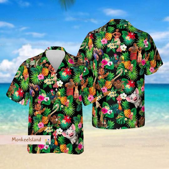 Princess Moana Hawaiian Shirt, Moana And Friends Summer Shirt, Disney Princess Beach Shirt