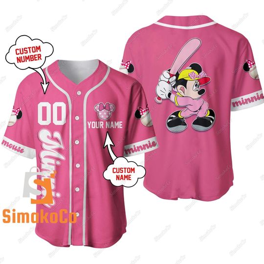 Minnie Baseball Jersey, Minnie Jersey Shirt, Minnie Mouse Shirt